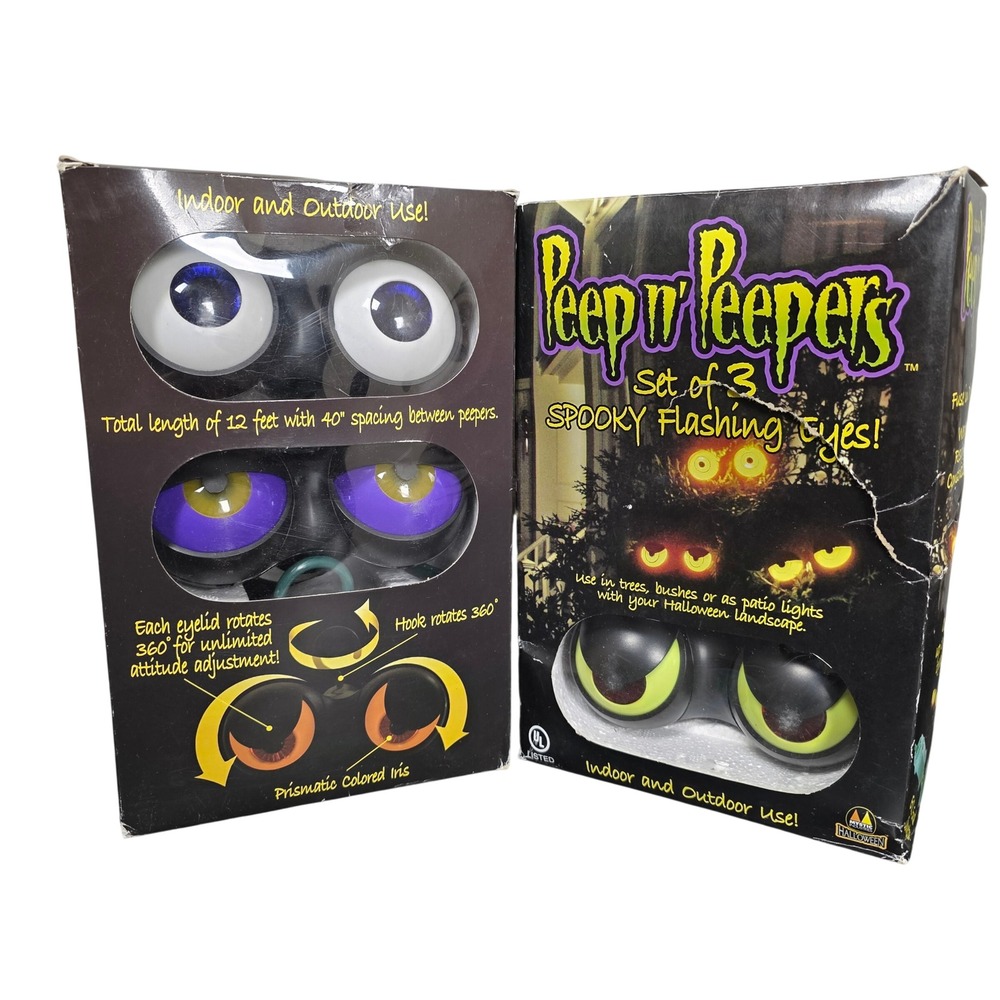 Peep n' Peepers Spooky Flashing Eyes Halloween Decor Set of 2 Spooky Yard Art
